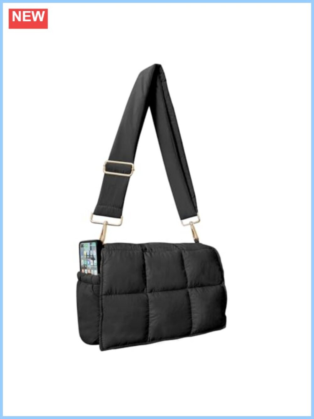 Quilted Puffer Crossbody Bag Lightweight Nylon Travel Purse Small